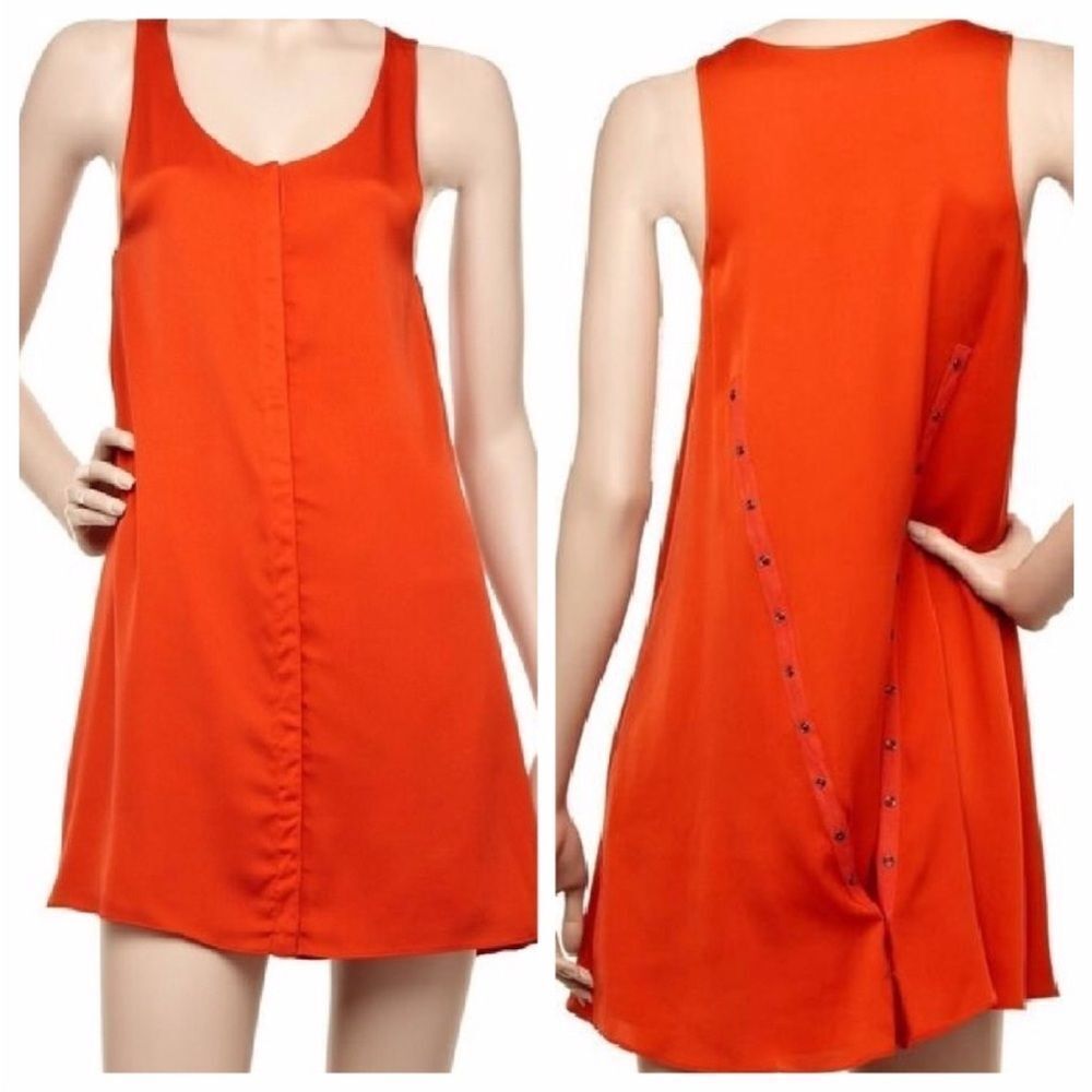 Alice + Olivia Leila Silk Blend Tank Dress with Snap Button Detail Size XS